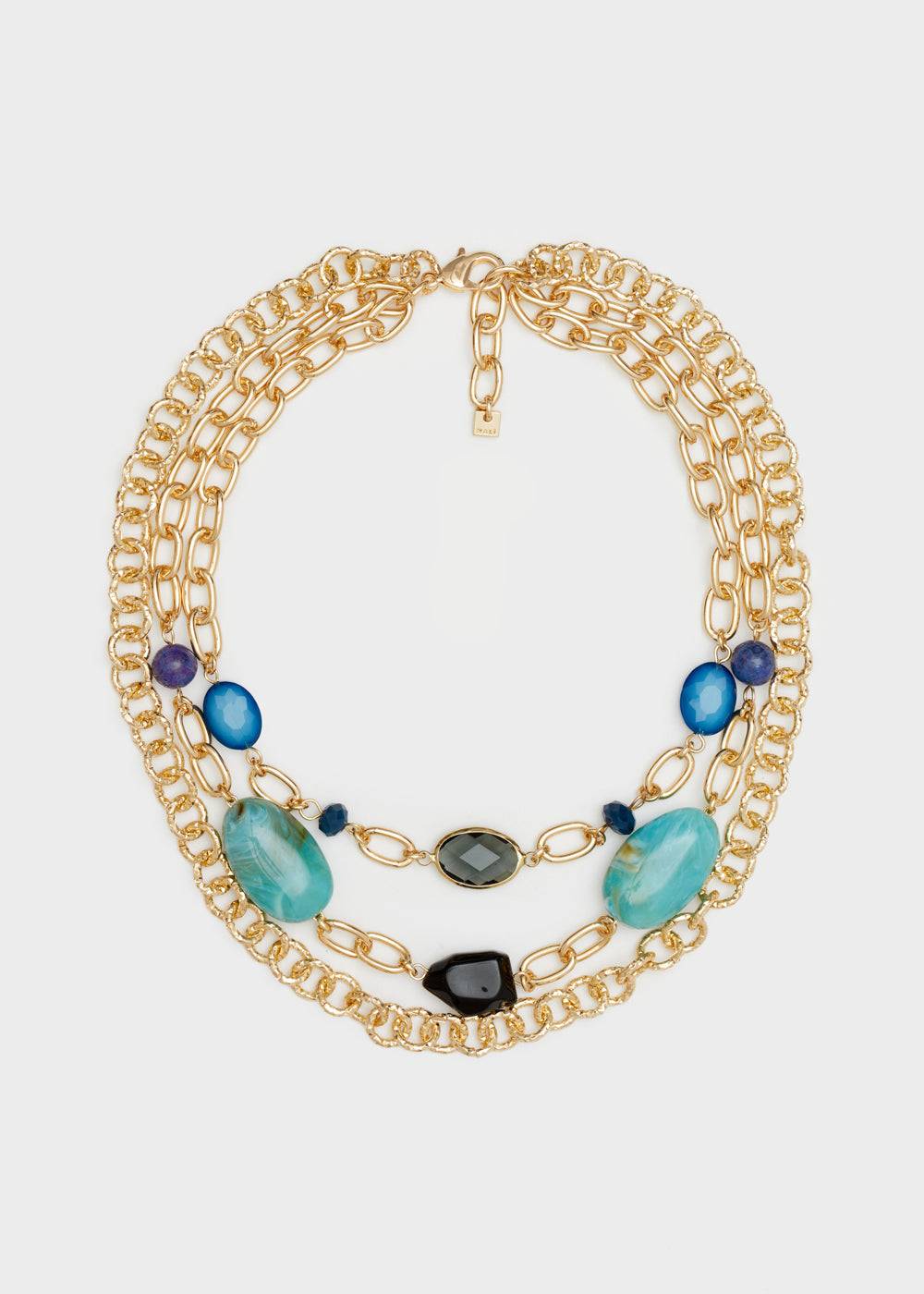 Nalí CHAIN NECKLACE MULTI W/ GREEN+BLUE STONES Offerta esclusiva