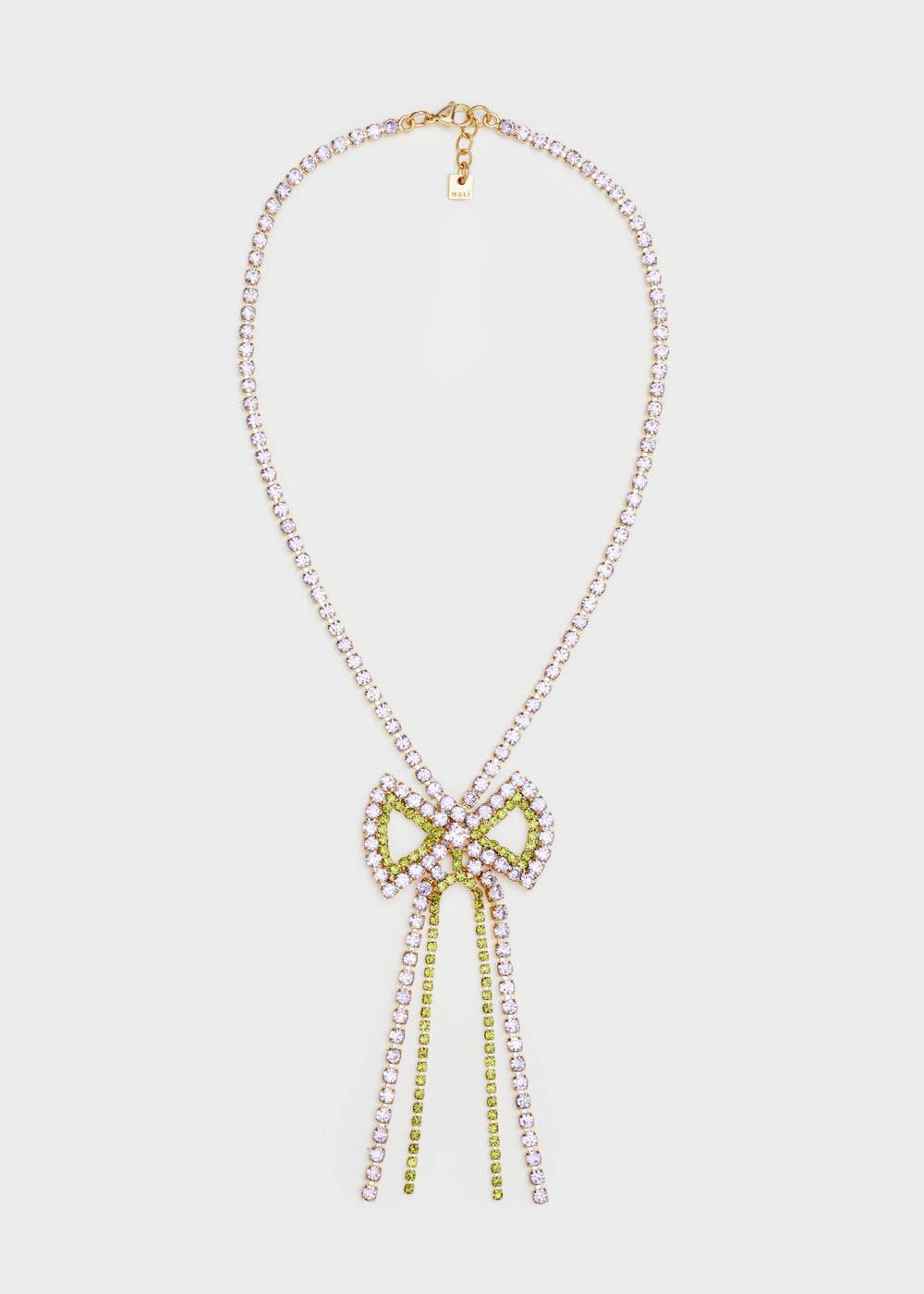 Nalí BOW NECKLACE W/ GREEN AND LILAC STONES Black Friday
