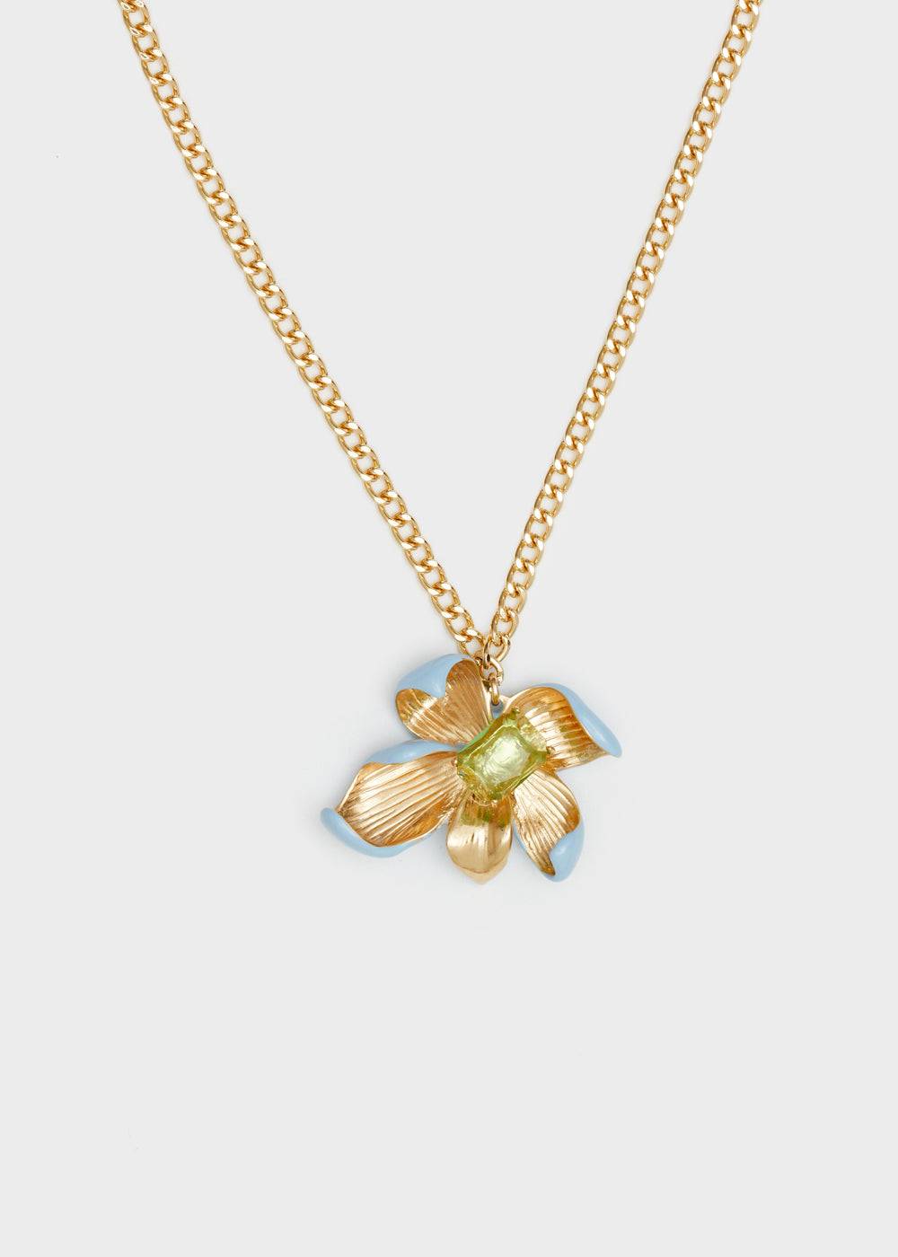 Nalí CHAIN NECKLACE W/ L.BLUE ENAMEL FLOWER Offerta Anniversario