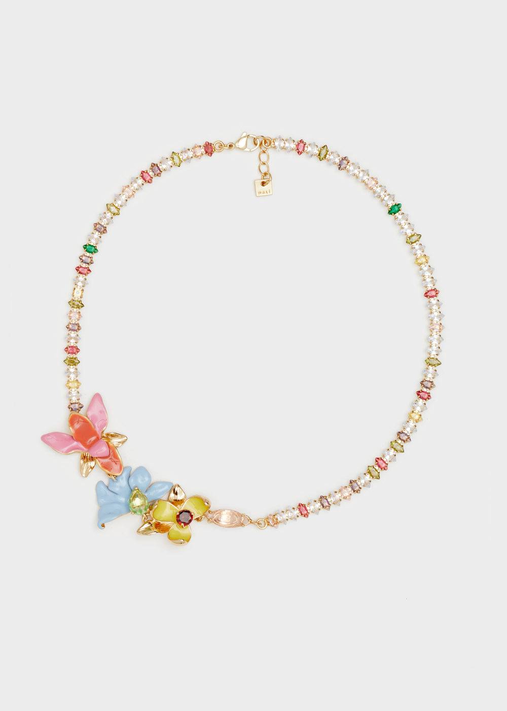 Nalí NECKLACE WITH ENAMEL FLOWERS AND STONES Smaltimento dello stoccaggio