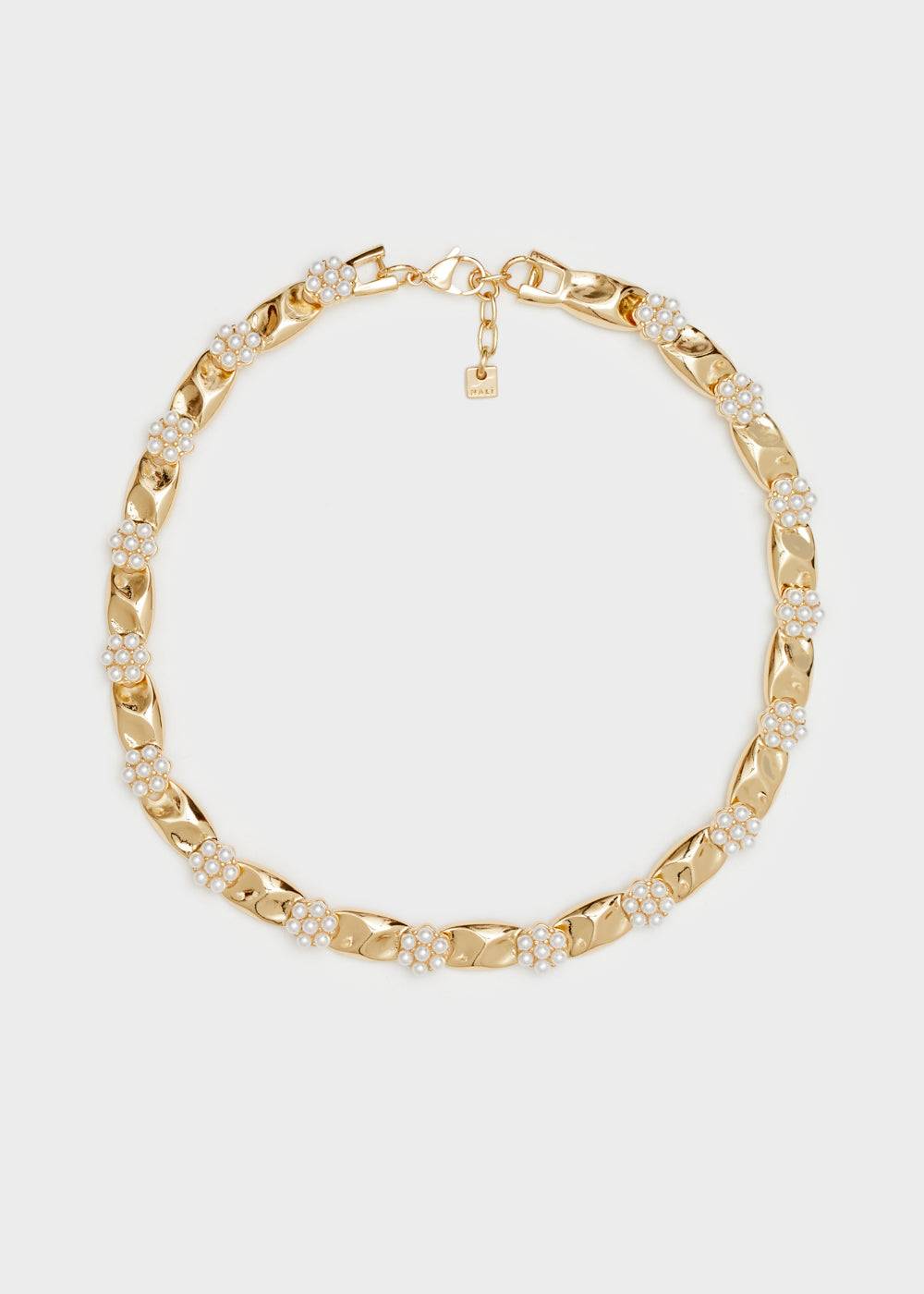 Nalí GOLD NECKLACE WITH WHITE PEARLS Vendita calda