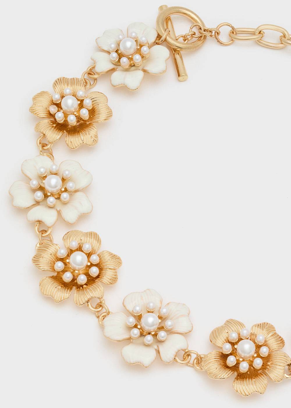 Nalí NECKLACE W/ ENAMEL FLOWERS AND PEARLS Offerta temporanea