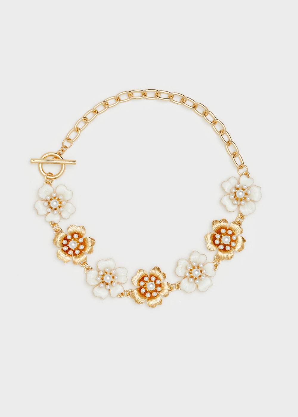 Nalí NECKLACE W/ ENAMEL FLOWERS AND PEARLS Offerta temporanea