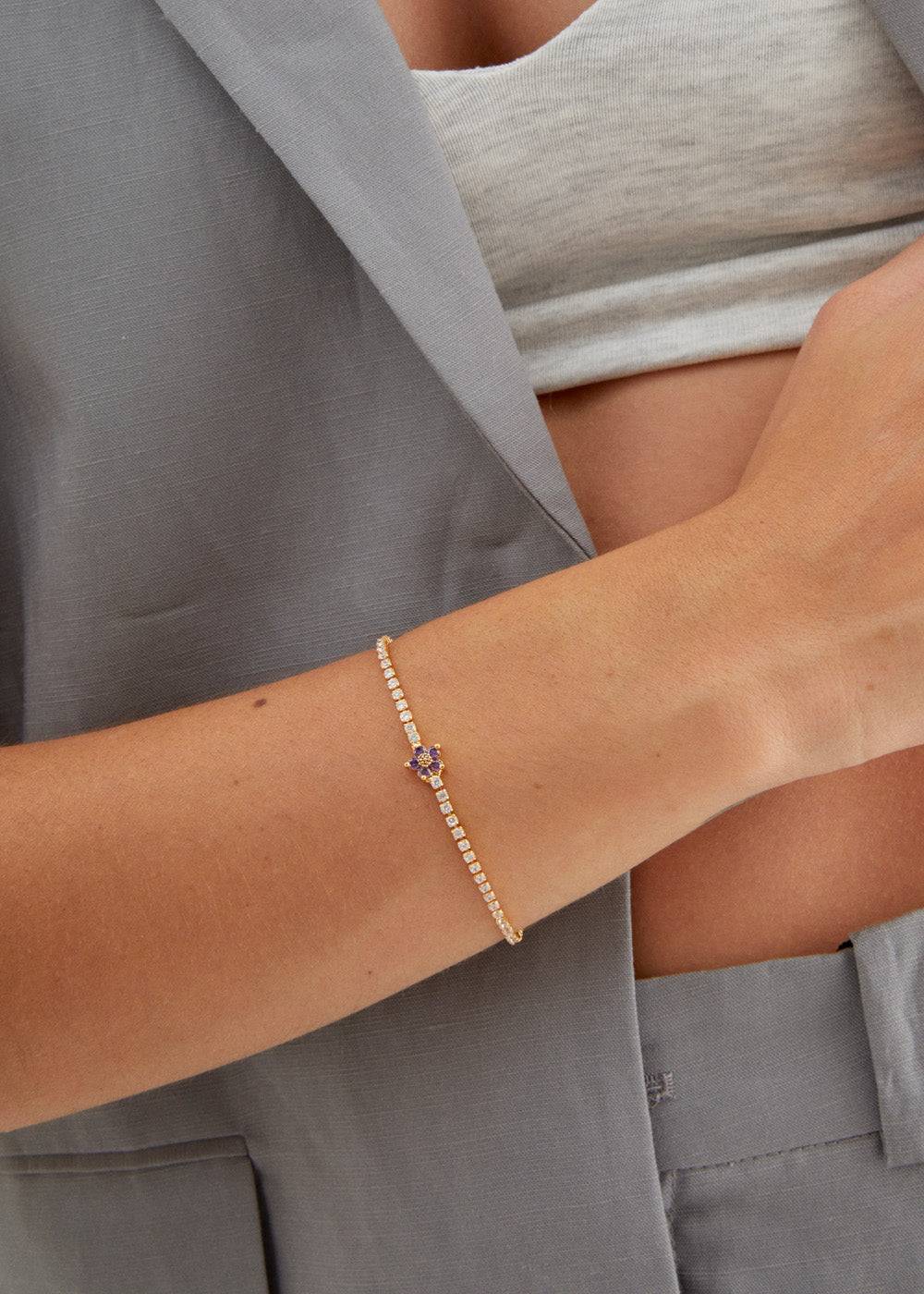 Nalí BRACELET W/ LILIAC ZIRCON FLOWERS Bestseller