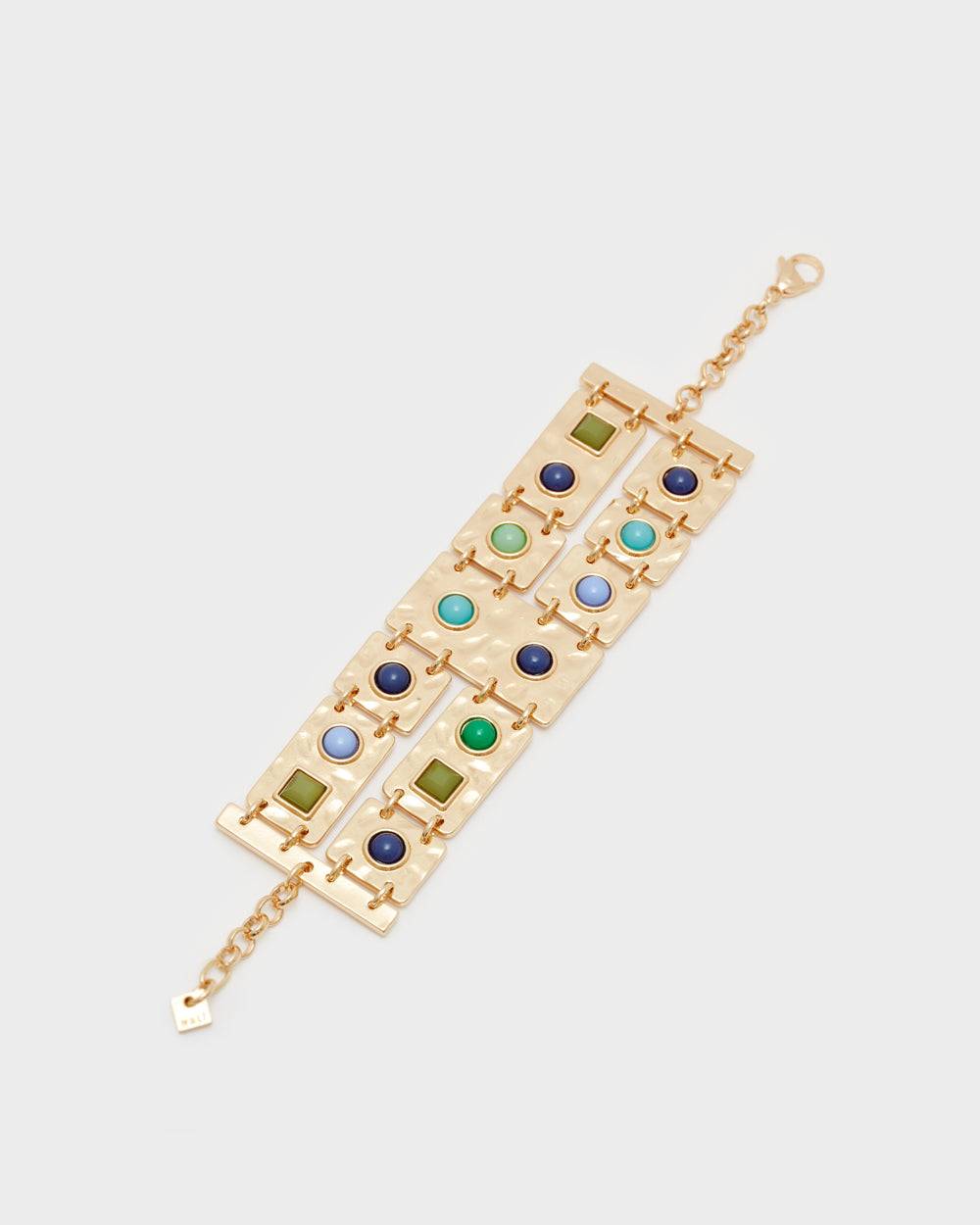 Nalí BANGLE BRACELET W/ GREEN AND BLUE STONES Liquidazione