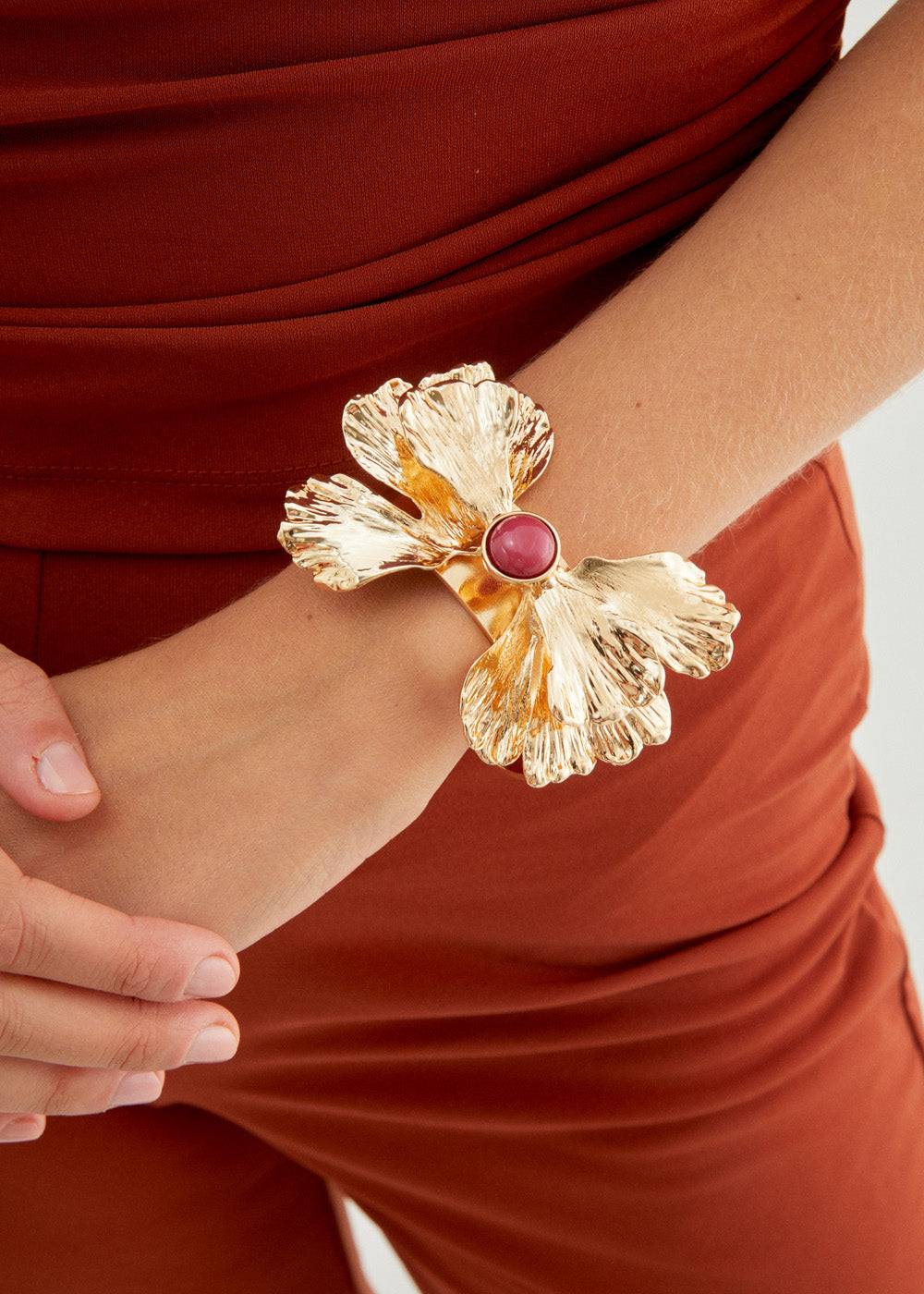 Nalí BANGLE BRACELET IN GOLD W/ PURPLE PEARL Comprane uno, ottenene uno gratis