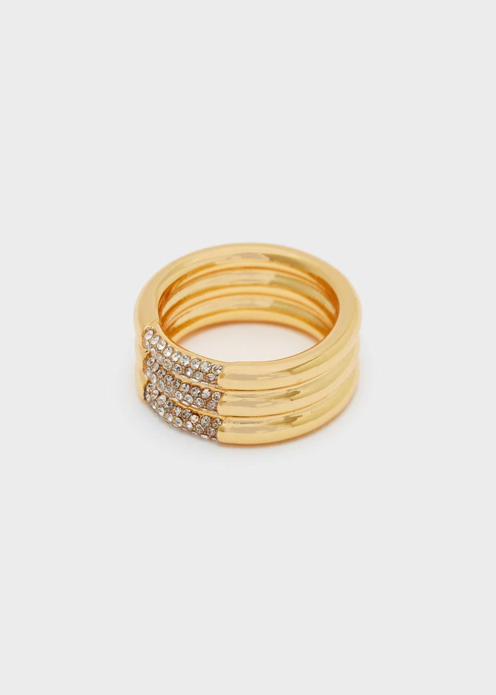 Nalí BAND RING MULTILAYERED W/ CLEAR ZIRCONS Super Saving Price