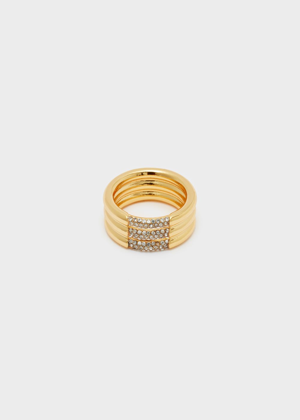 Nalí BAND RING MULTILAYERED W/ CLEAR ZIRCONS Super Saving Price