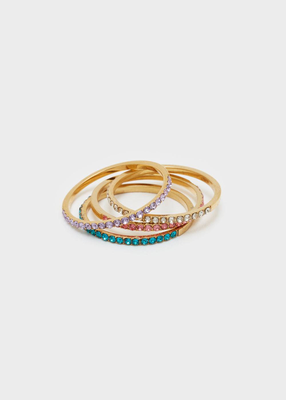 Nalí THIN RING SET W/ MULTICOLOR STONES Offerta settimanale