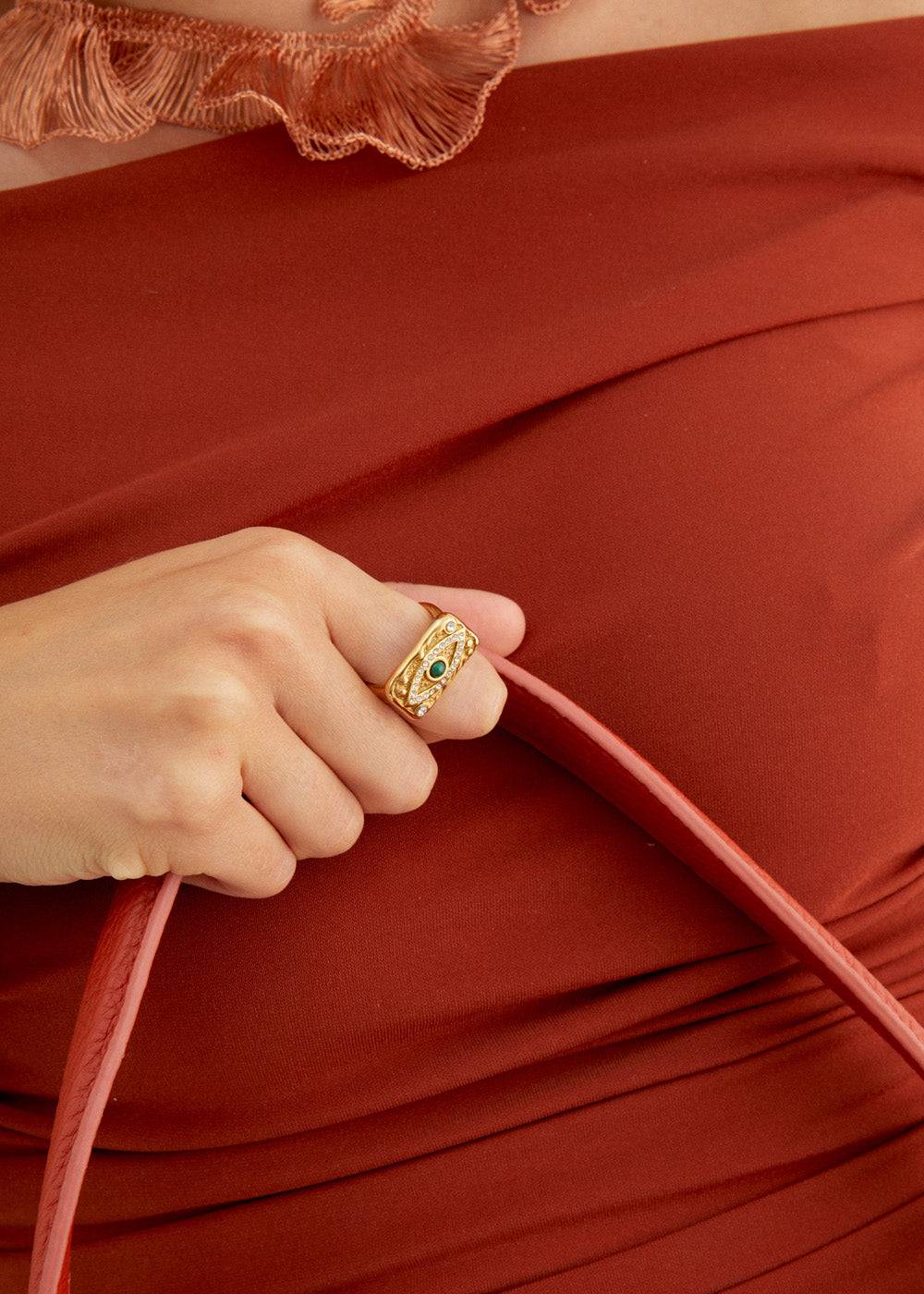Nalí S.STEEL GOLD RING WITH EYE Ritorno libero