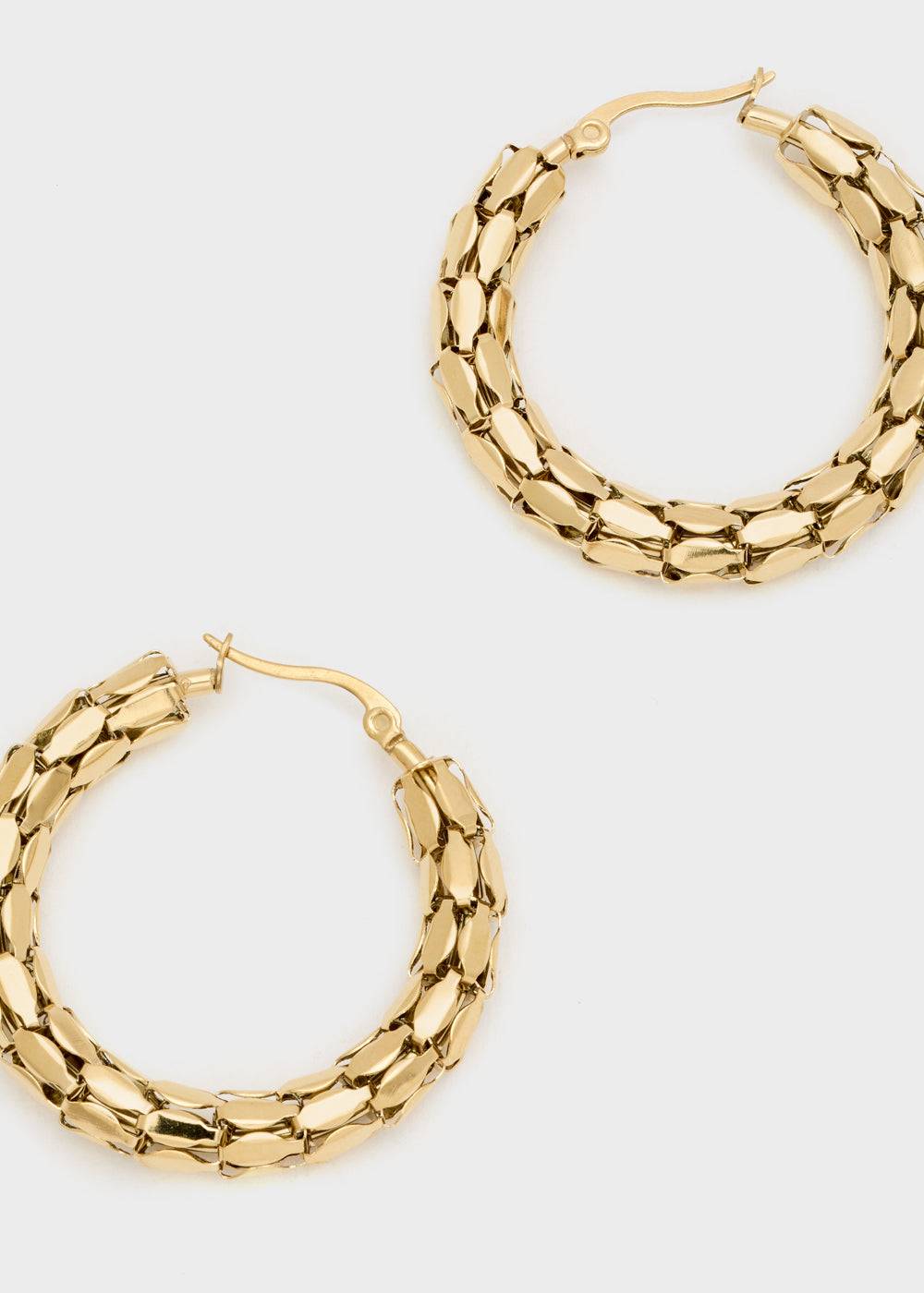 Nalí 14KT GOLD PLA. S.STEEL WROUGHT HOOP EARRINGS Promozione temporanea