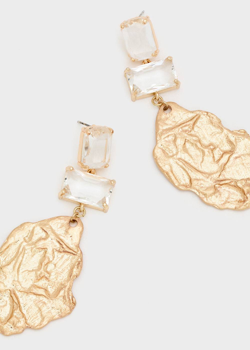 Nalí REFINED EARRINGS IN GOLD W/ CLEAR STONES Sostegno trimestrale