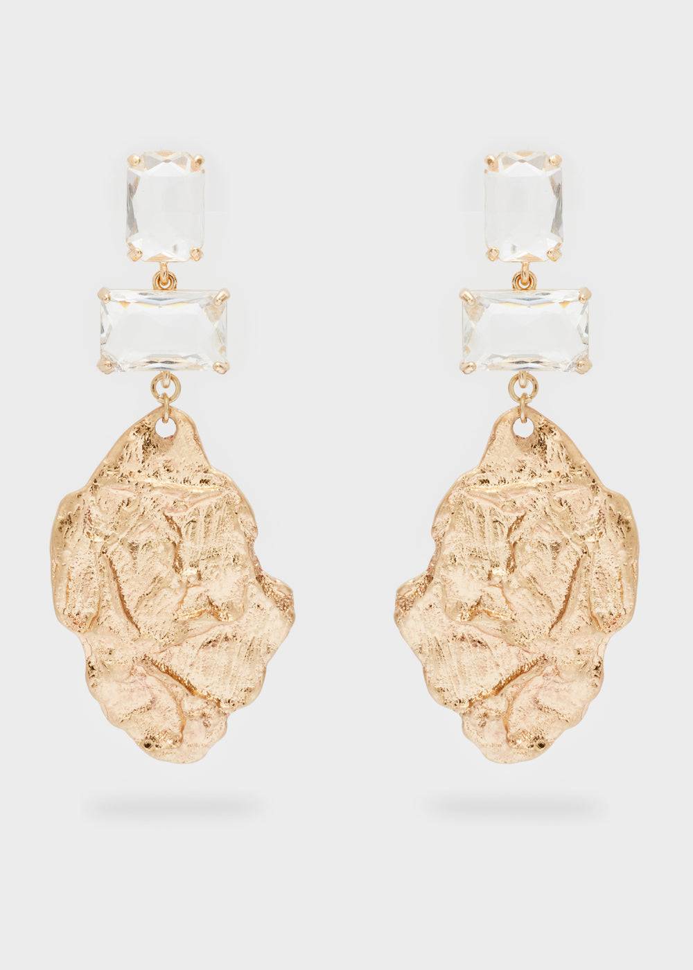 Nalí REFINED EARRINGS IN GOLD W/ CLEAR STONES Sostegno trimestrale