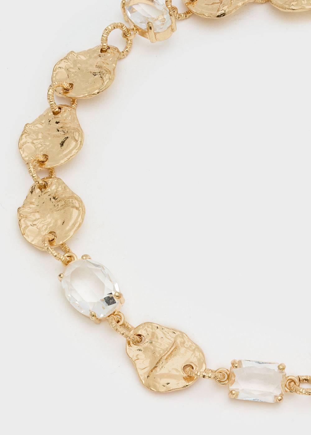 Nalí IRREGULAR NECKLACE IN GOLD W/ CLEAR STONES Solo un giorno rimasto