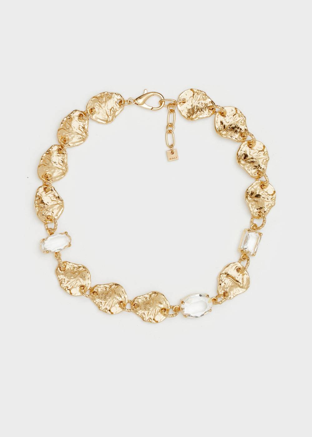 Nalí IRREGULAR NECKLACE IN GOLD W/ CLEAR STONES Solo un giorno rimasto