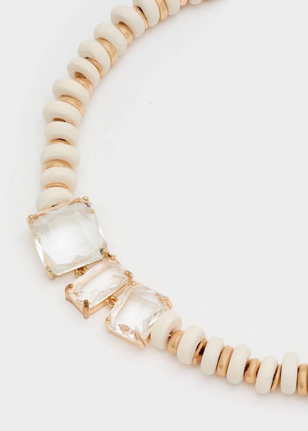 Nalí NECKLACE W/ STONES + OFF-WHITE WOOD BEADS Enormi sconti