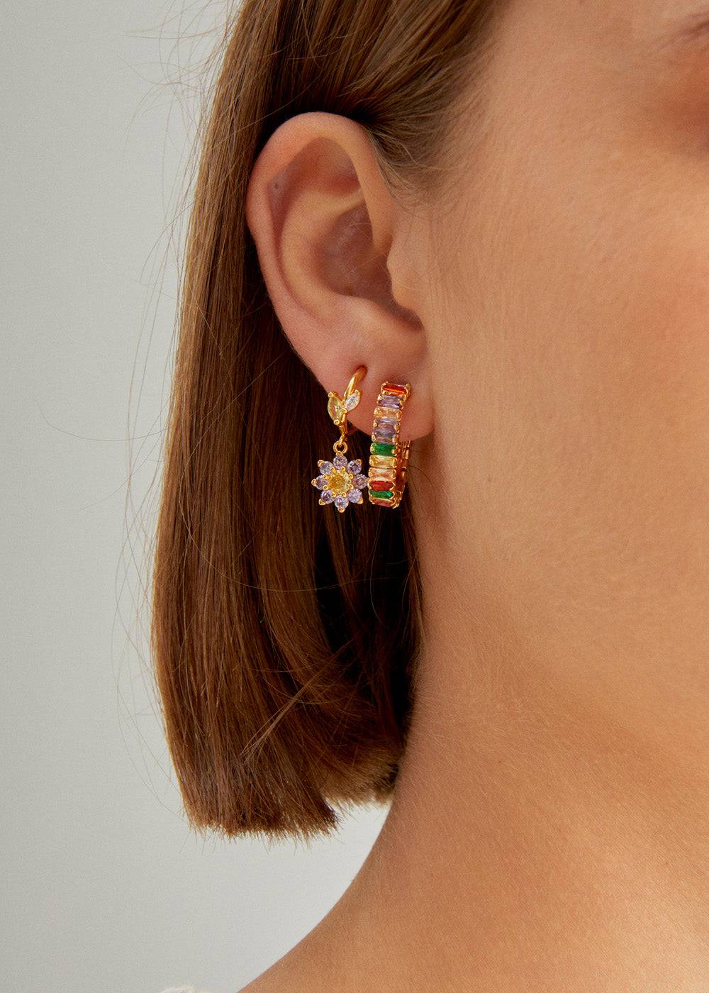 Nalí RITA GOLD EARRINGS W/STONES + COLORS Limitato a 3 giorni