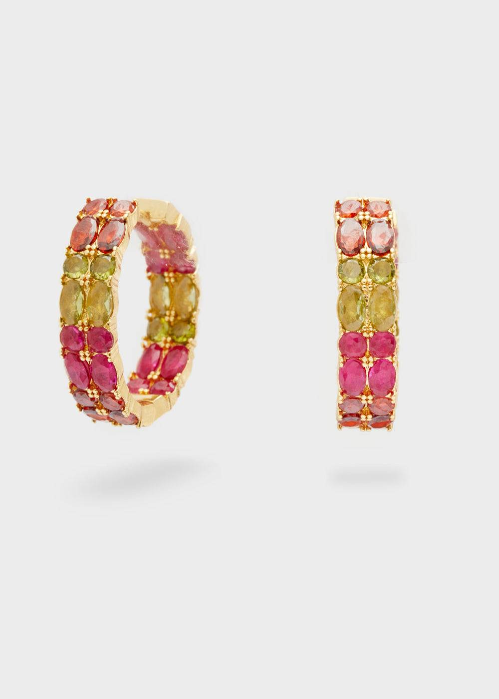 Nalí LEXY GOLD HOOP EARRINGS W/ STONES + COLORS Esporta salva