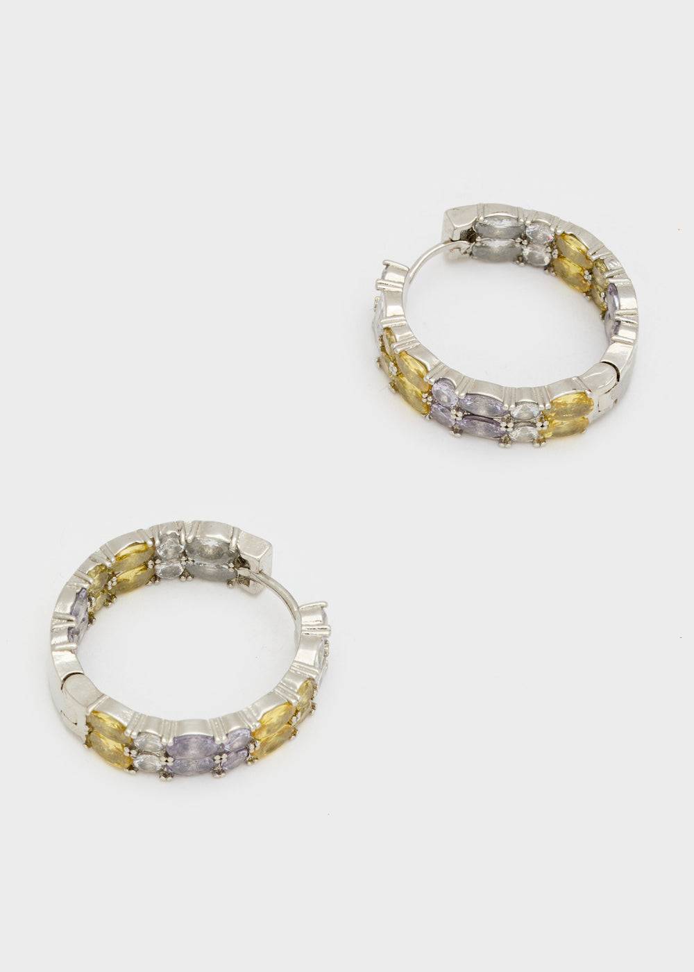 Nalí LEXY GOLD HOOP EARRINGS W/ STONES + COLORS Esporta salva