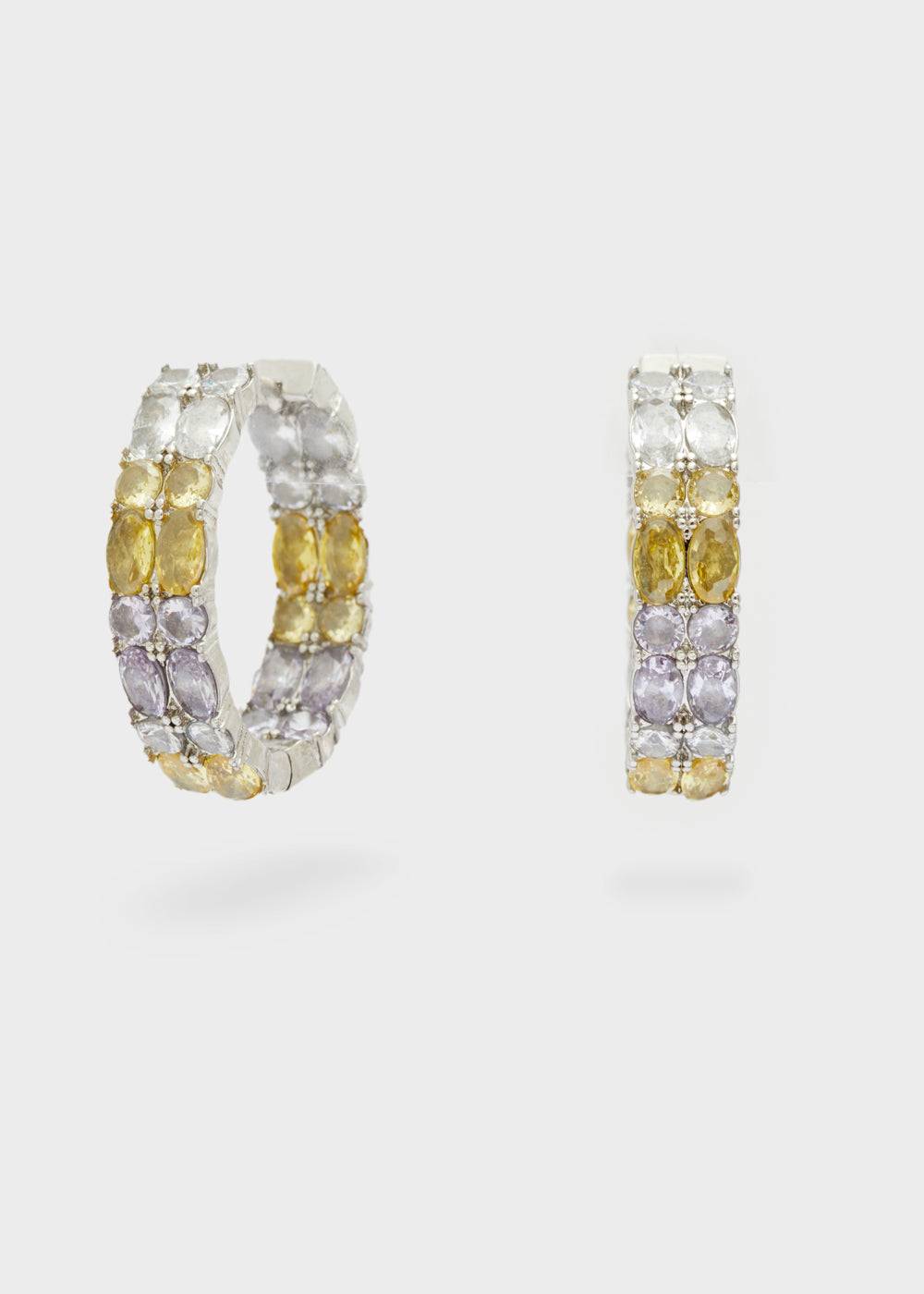 Nalí LEXY GOLD HOOP EARRINGS W/ STONES + COLORS Esporta salva