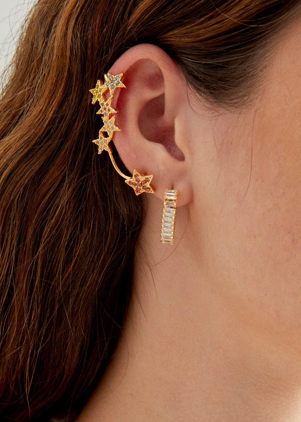 Nalí GOLD EARRINGS W/ STARS AND MULTI STONES 50% di sconto per tempo limitato