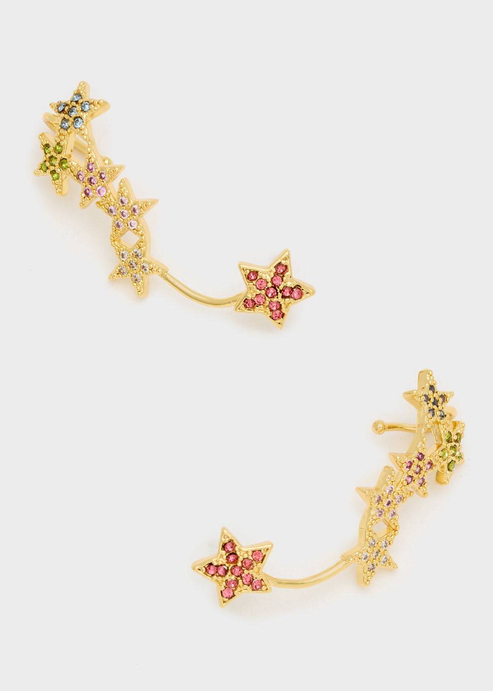 Nalí GOLD EARRINGS W/ STARS AND MULTI STONES 50% di sconto per tempo limitato