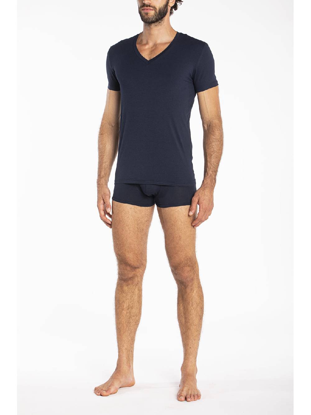 Julipet Maglietta blu scollo a v in leggero jersey di cotone elasticizzato Negozi Online
