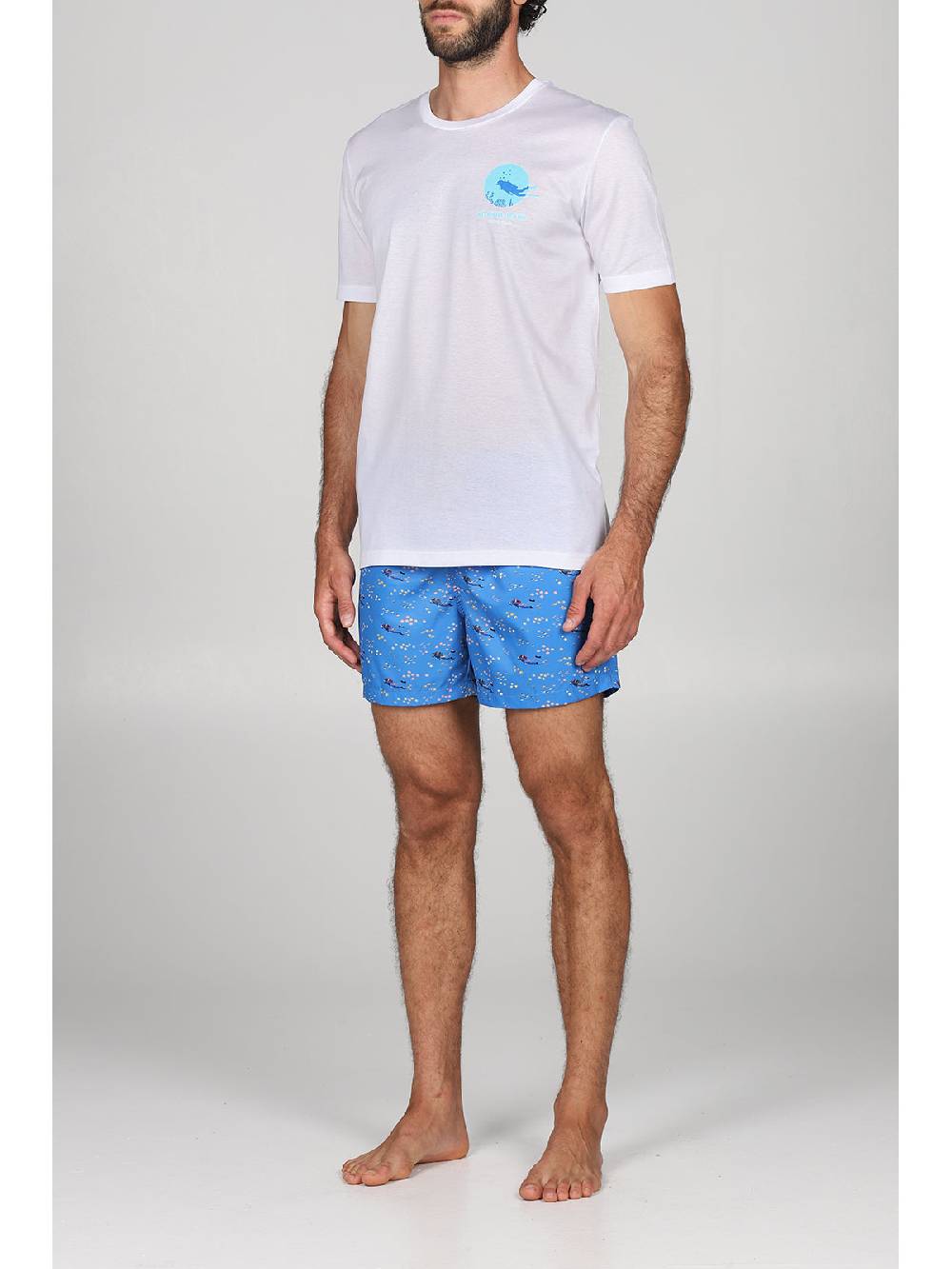 Julipet T-shirt in jersey di puro cotone bianco, con stampa piazzata "sub" Prezzo Ridotto