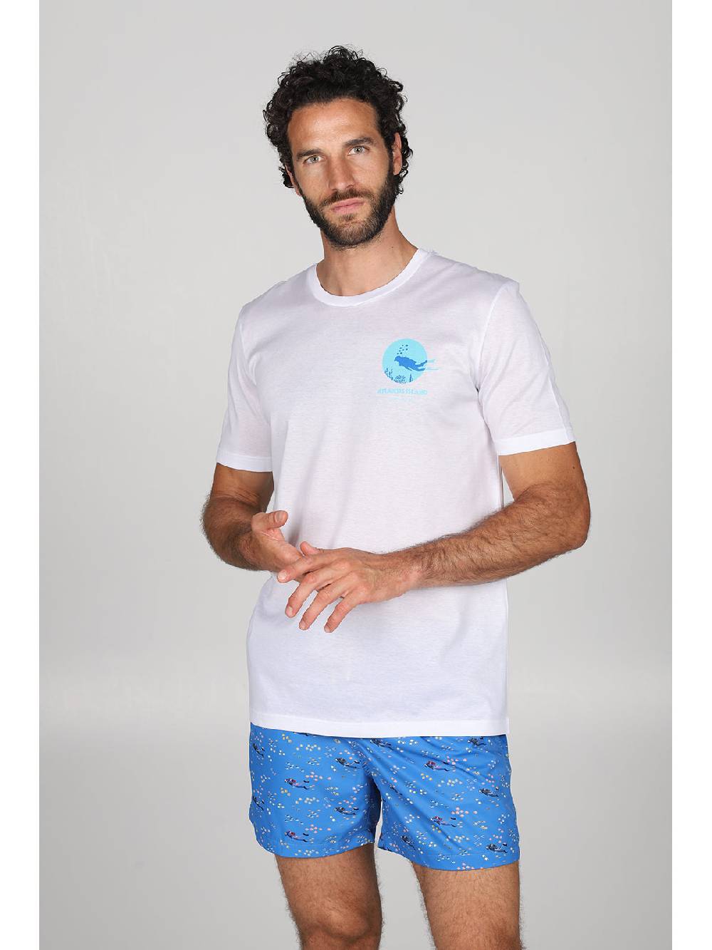 Julipet T-shirt in jersey di puro cotone bianco, con stampa piazzata "sub" Prezzo Ridotto