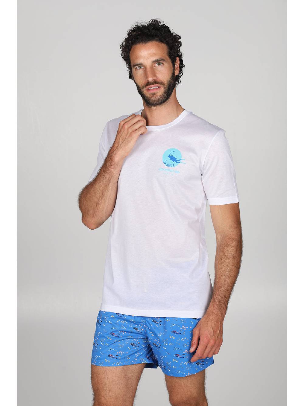 Julipet T-shirt in jersey di puro cotone bianco, con stampa piazzata "sub" Prezzo Ridotto