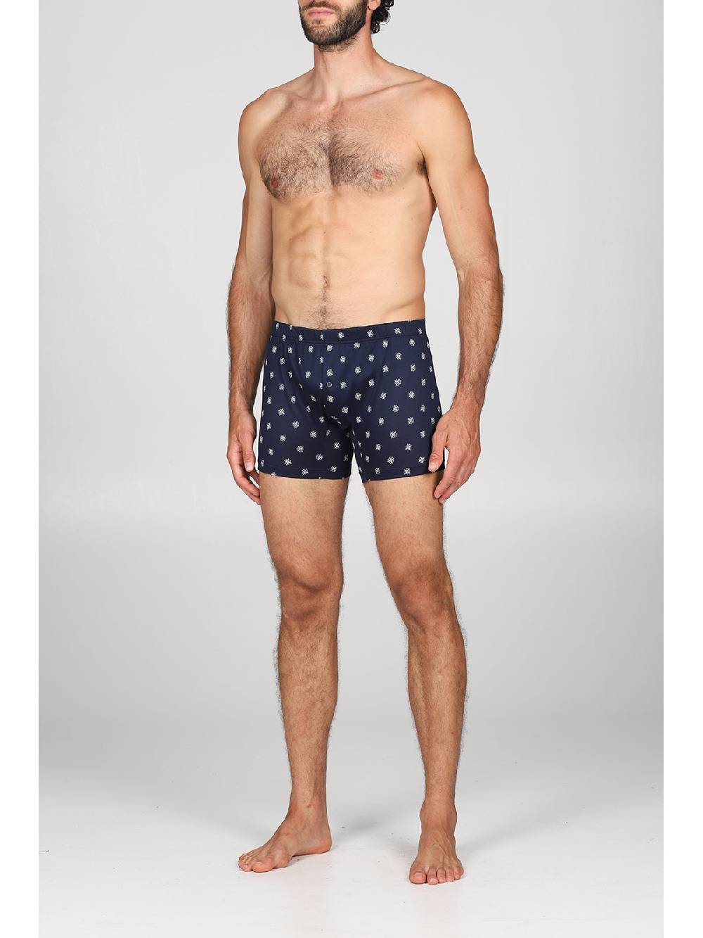 Julipet Boxer lungo in setoso puro cotone mercerizzato con disegno "bussola" Negozi Online