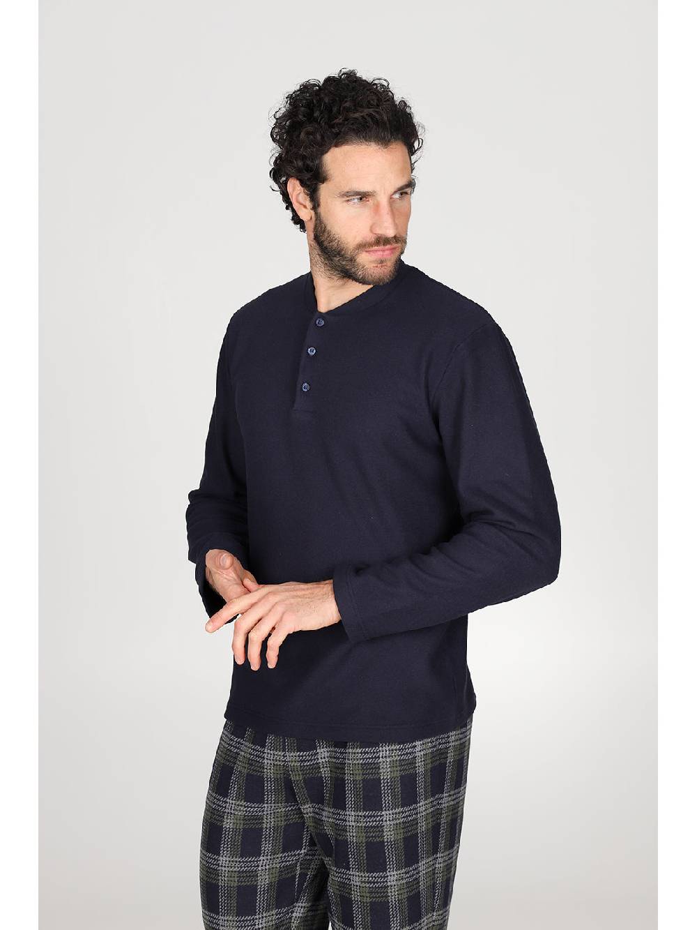 Julipet Pigiama serafino in confortevole jacquard di cotone Saldi Di Fabbrica