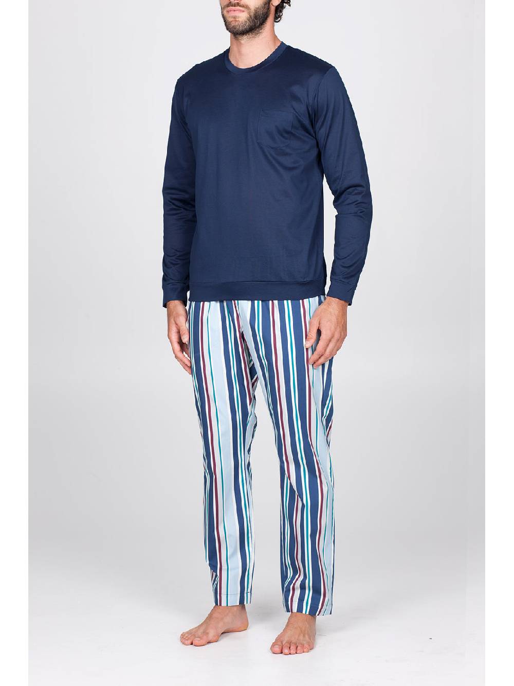 Julipet Pigiama girocollo in popeline e luxury jersey Negozi Online