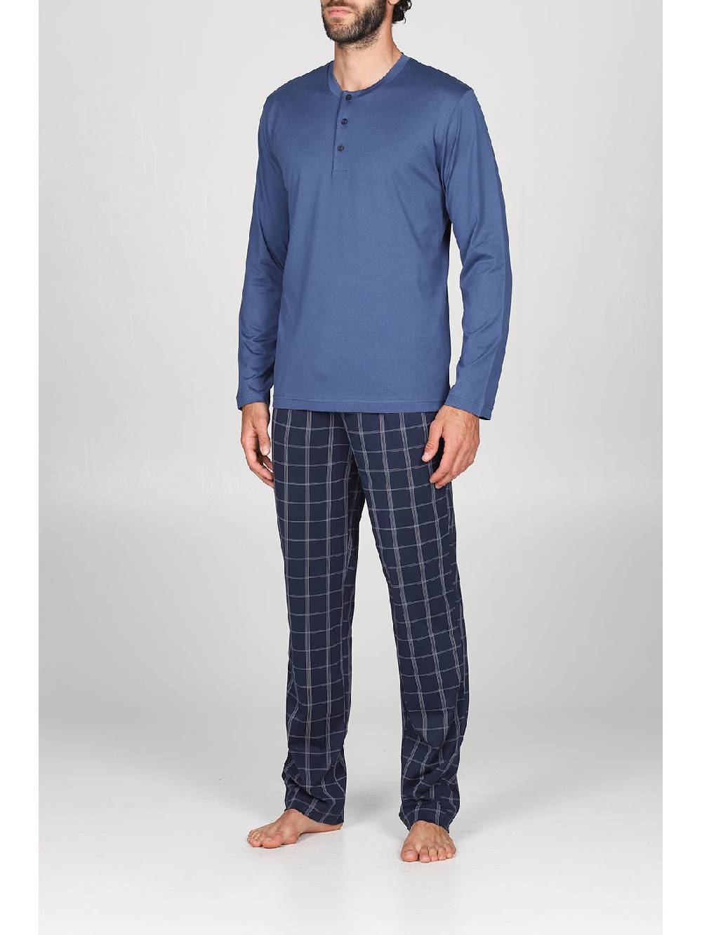 Julipet Pigiama in leggerissimo jersey di puro cotone, con pantaloni fantasia scozzese Promozione Limitata