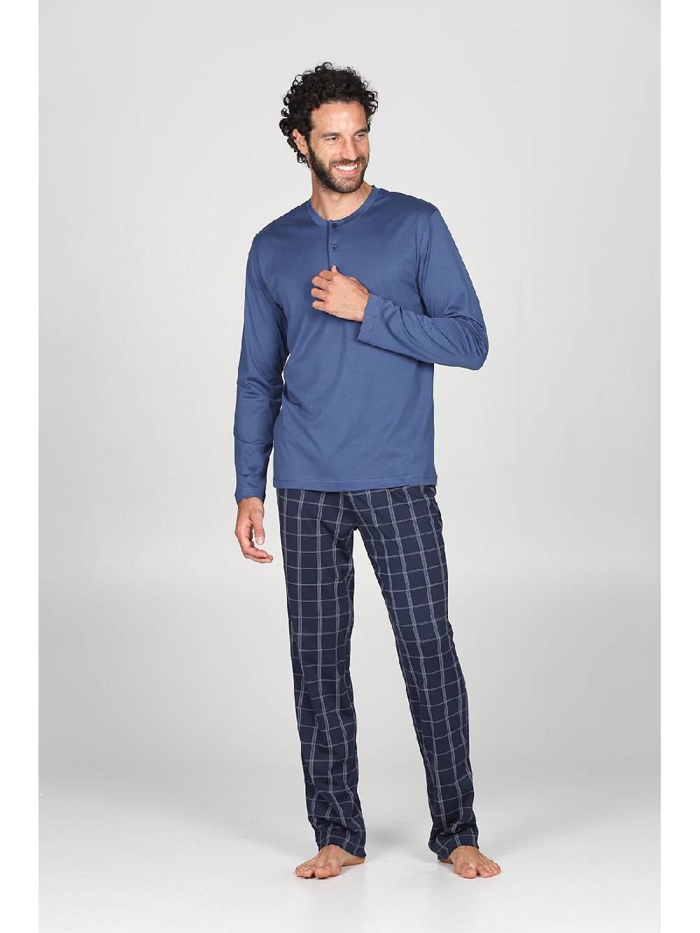 Julipet Pigiama in leggerissimo jersey di puro cotone, con pantaloni fantasia scozzese Promozione Limitata