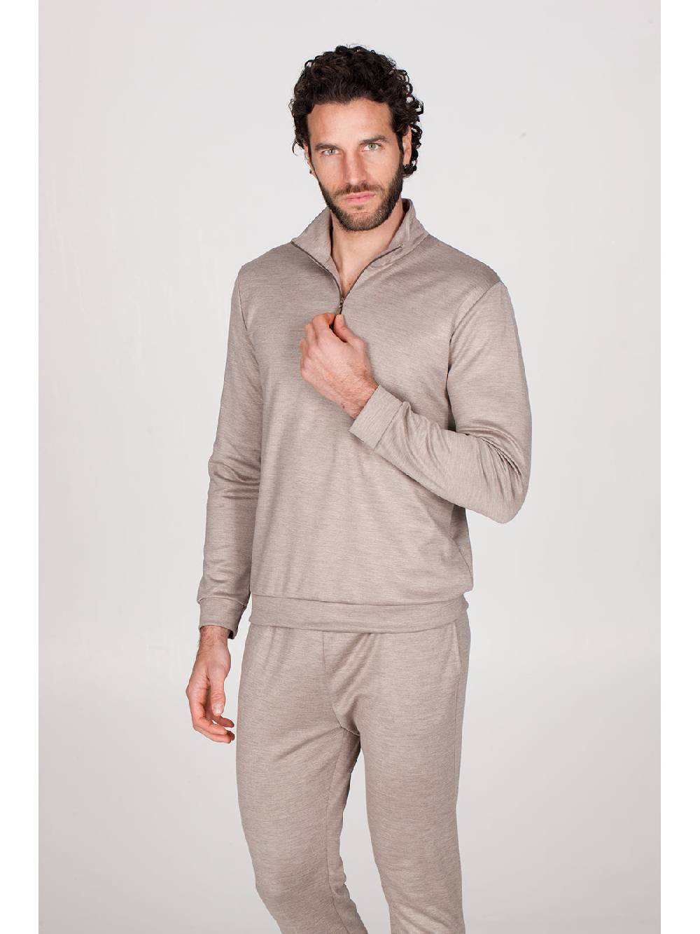 Julipet Pigiama con zip in double jersey seta e cotone Vendita Economica