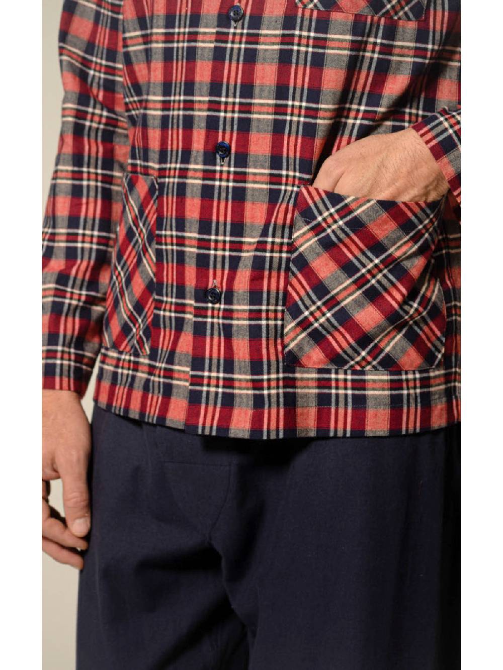 Julipet Pigiama aperto in flanella disegni tartan Prezzo di fabbrica