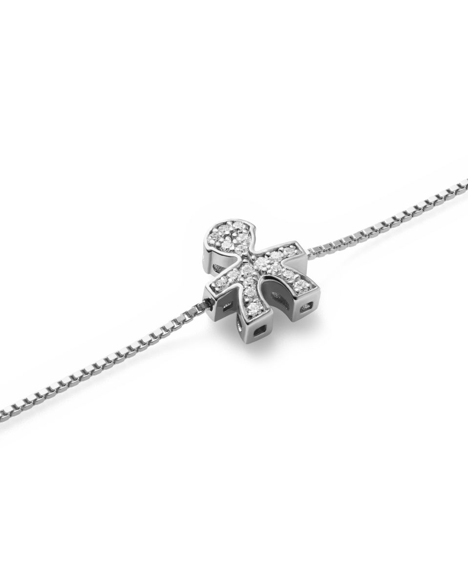 Le Bebé Bracciale I Tesorini con sagoma bimbo in oro bianco e diamanti Pezzi Unici