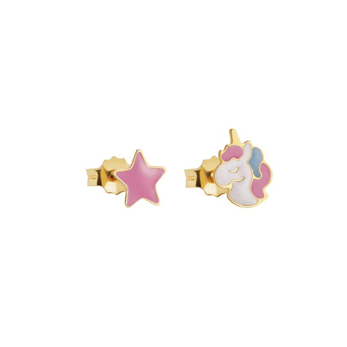 Le Bebé Orecchini Toys in oro giallo con unicorno e stellina