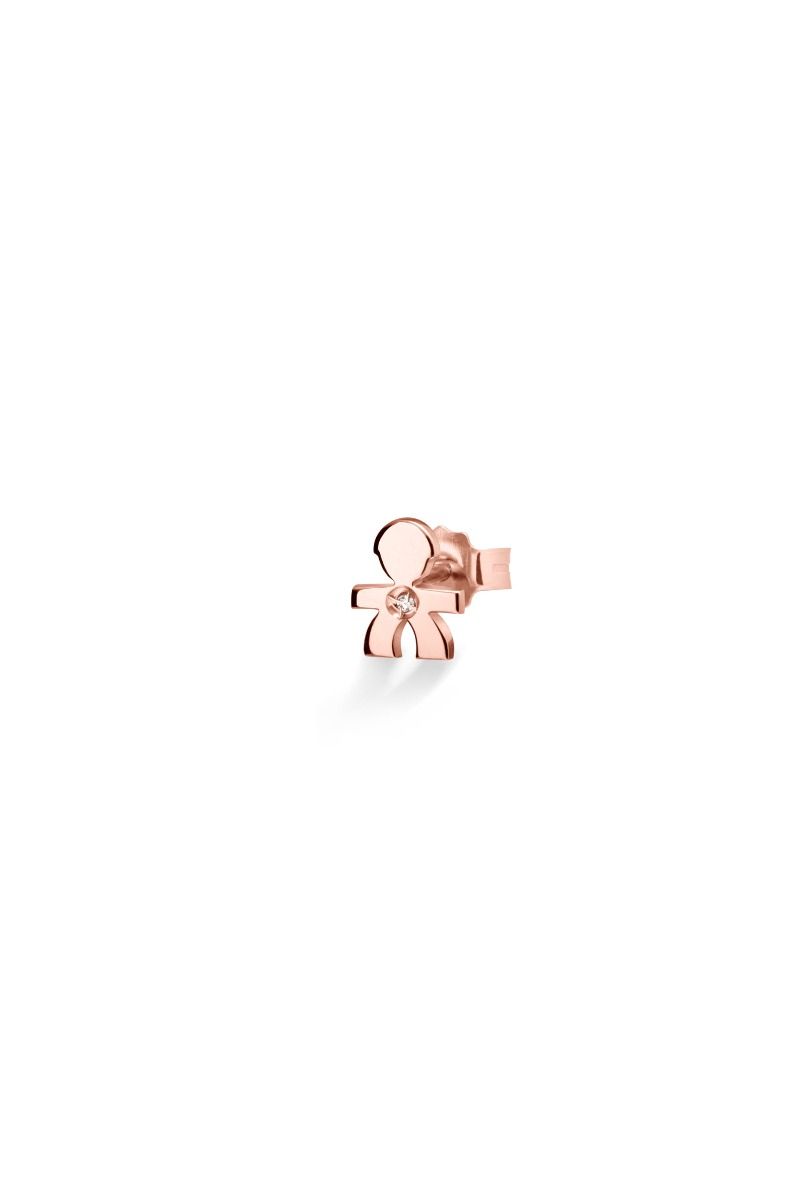 Le Bebé Orecchino I Preziosi con sagoma bimbo in oro rosa e diamante In Vendita