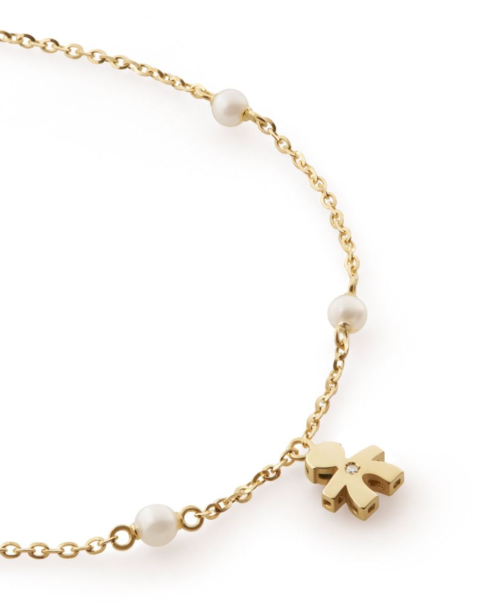 Le Bebé Bracciale Le Perle con sagoma bimbo in oro giallo e diamante Saldi