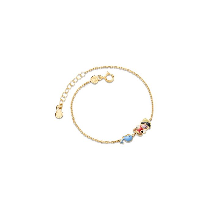 Le Bebé Bracciale Fiabe ispirato a Pinocchio in oro giallo