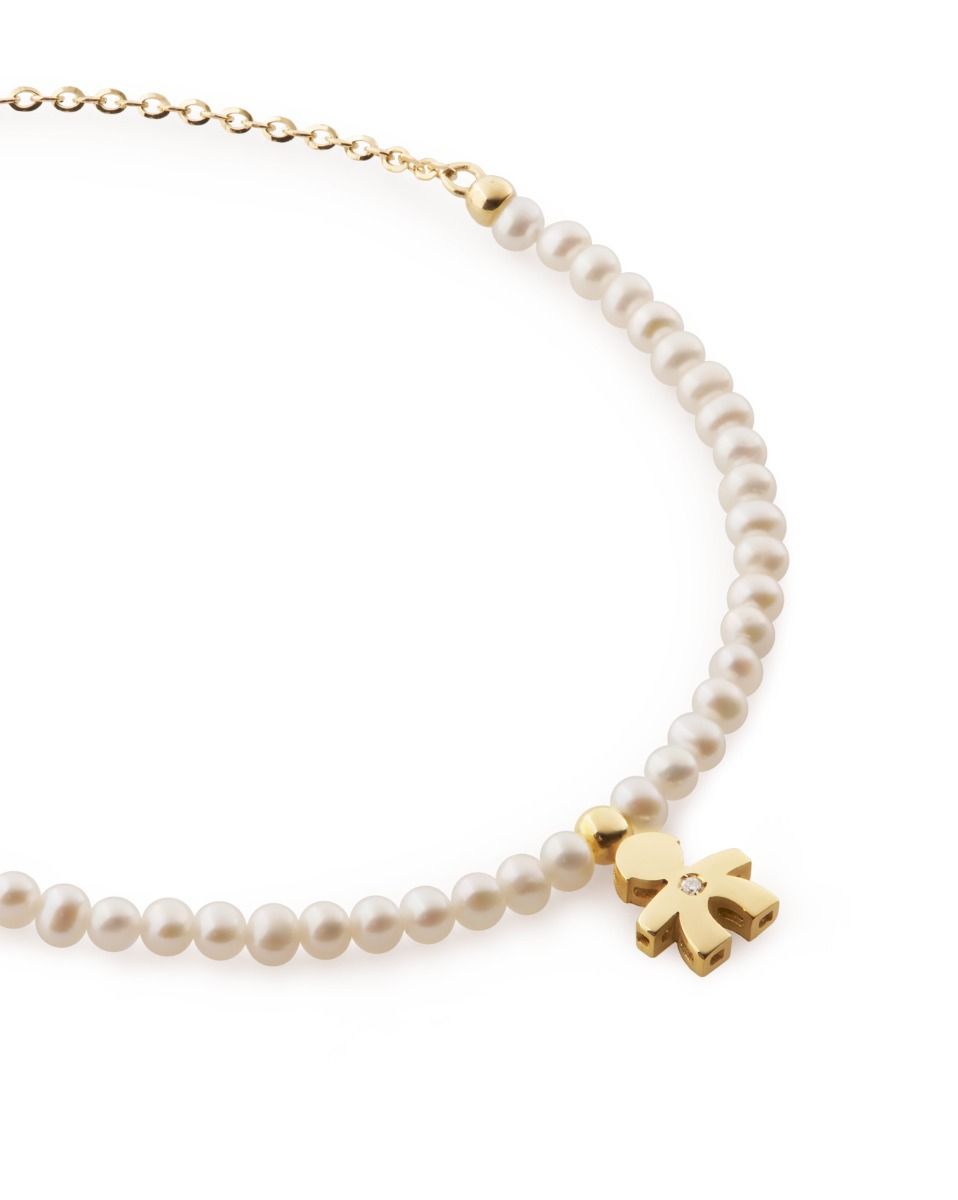 Le Bebé Bracciale Le Perle con sagoma bimbo in oro giallo e diamante Vendite Flash