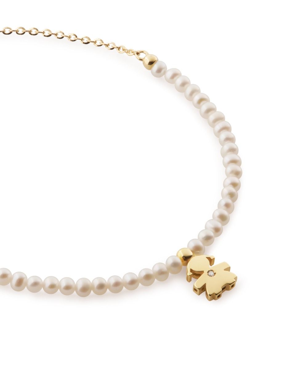 Le Bebé Bracciale Le Perle con sagoma bimba in oro giallo e diamante Soddisfazione Garantita