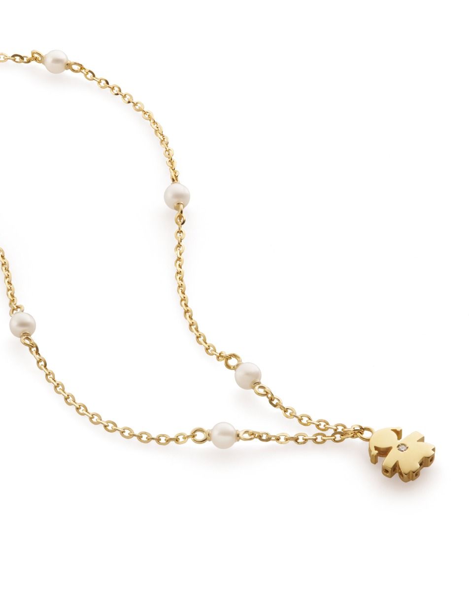 Le Bebé Collana Le Perle con sagoma bimba in oro giallo e diamante Affare Del Giorno
