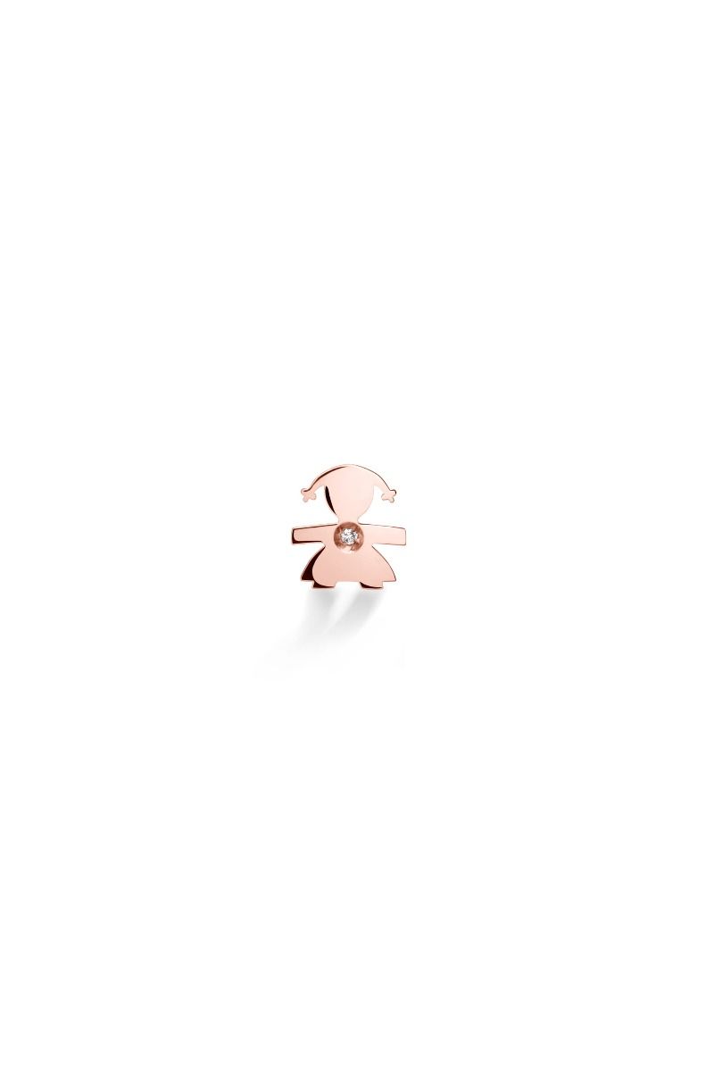 Le Bebé Orecchino I Preziosi con sagoma bimba in oro rosa e diamante Outlet