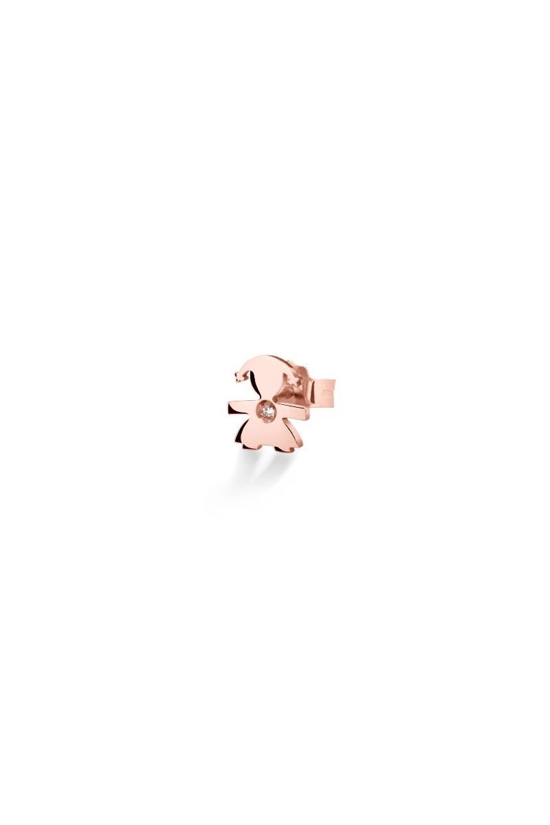 Le Bebé Orecchino I Preziosi con sagoma bimba in oro rosa e diamante Outlet