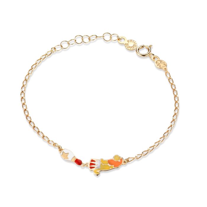 Le Bebé Bracciale Circo con leone e birillo in oro giallo