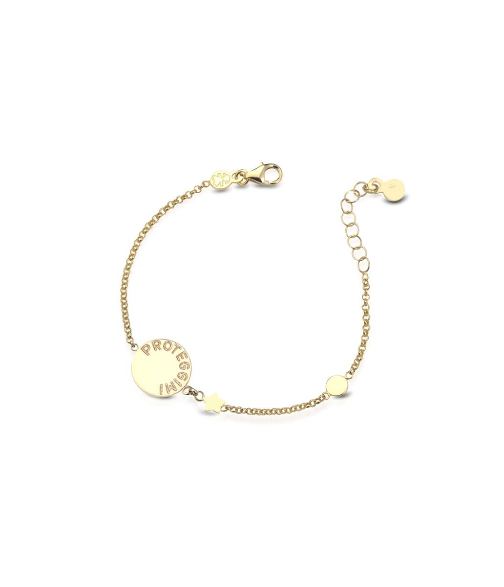 Le Bebé Bracciale Proteggimi con angioletto in oro giallo Spedizione Gratuita