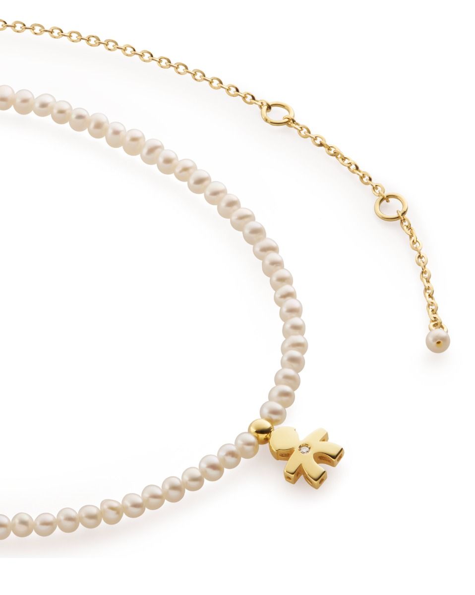 Le Bebé Collana sagoma bimbo con perle, oro giallo e diamante - leBebé Soddisfazione Garantita
